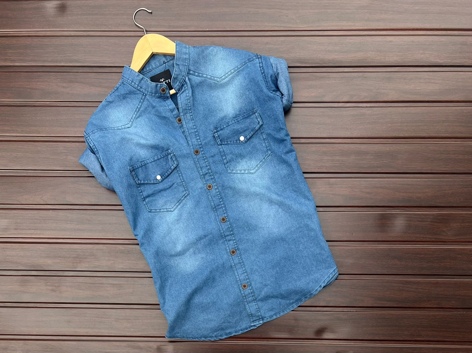 Denim shirt ban coller 