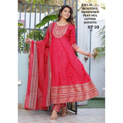  KURTI WITH PANT AND FULL LENGTH COTTON DUPATTA